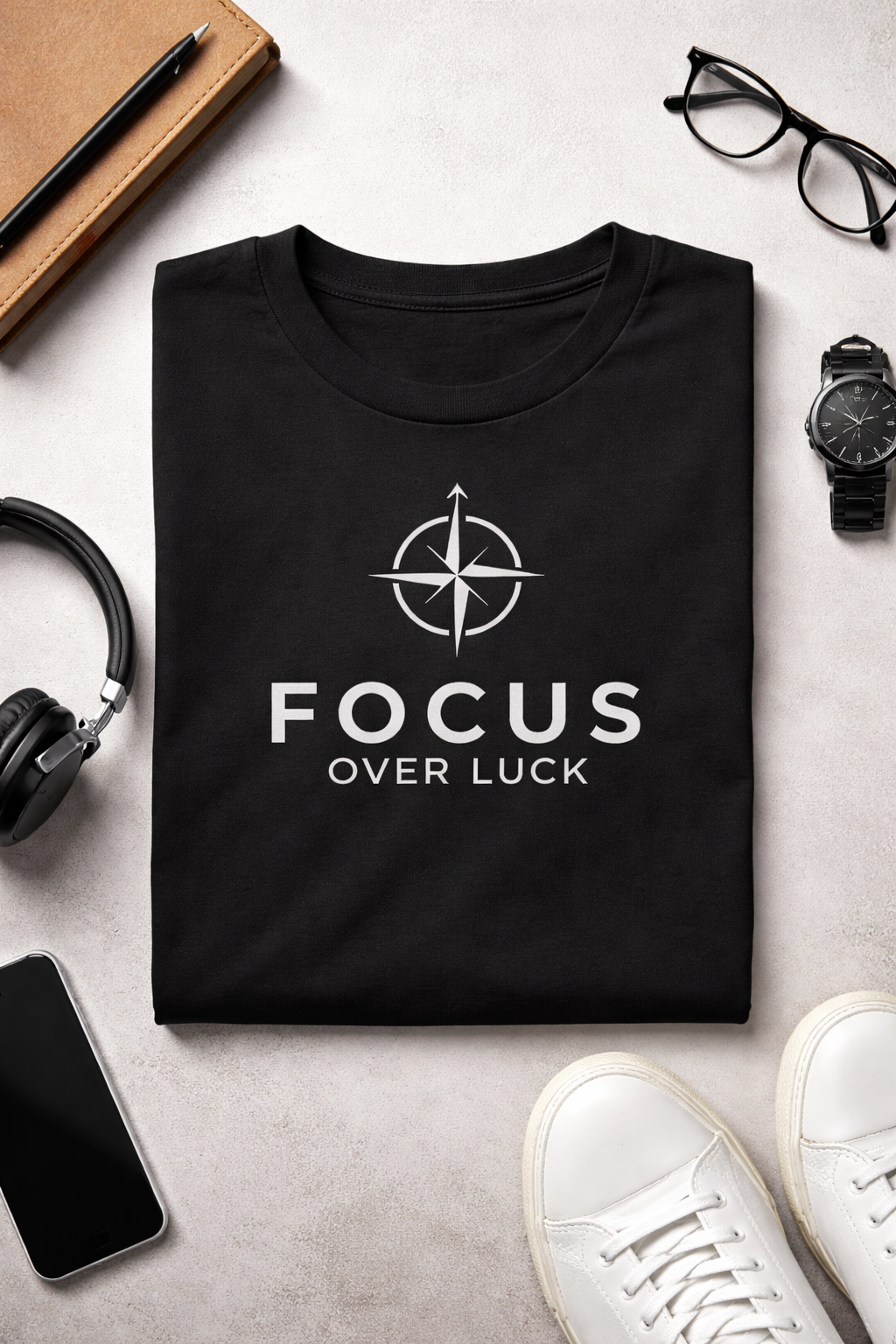 focus over luck - Premium Cotton T-Shirt