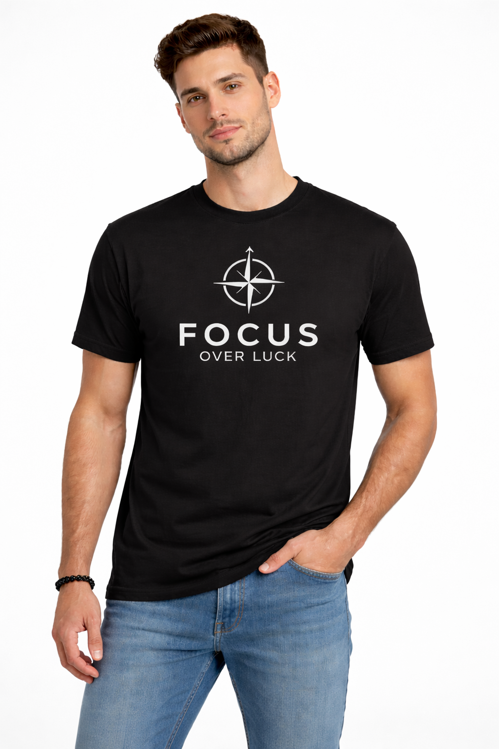 focus over luck - Premium Cotton T-Shirt
